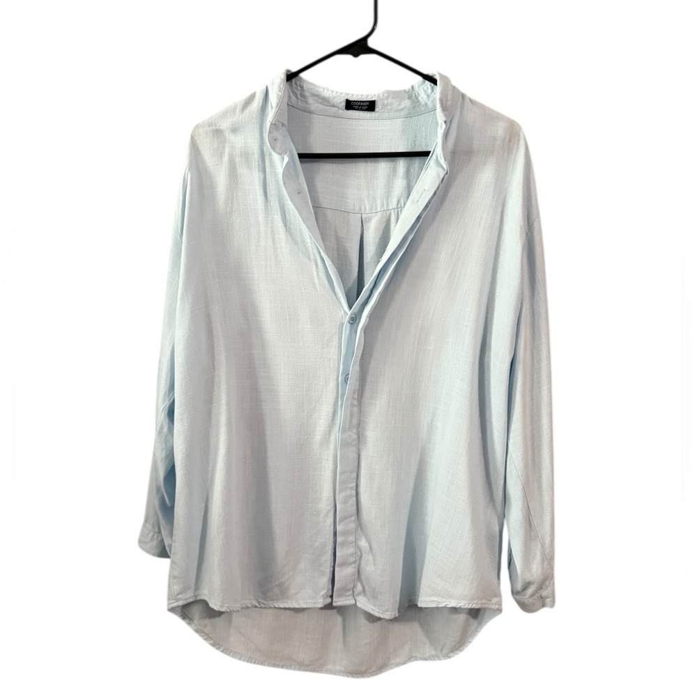 Coofandy Blue long Sleeve Shirt Size Large